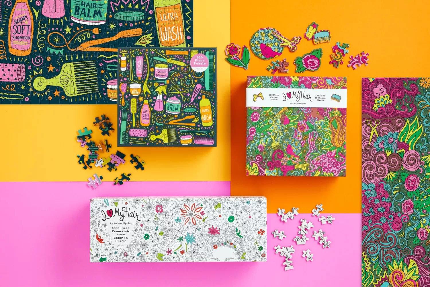 1000 Piece Puzzles*Galison Andrea Pippins Flowers In Your Hair Color-In 1000 Piece Panoramic Puzzle