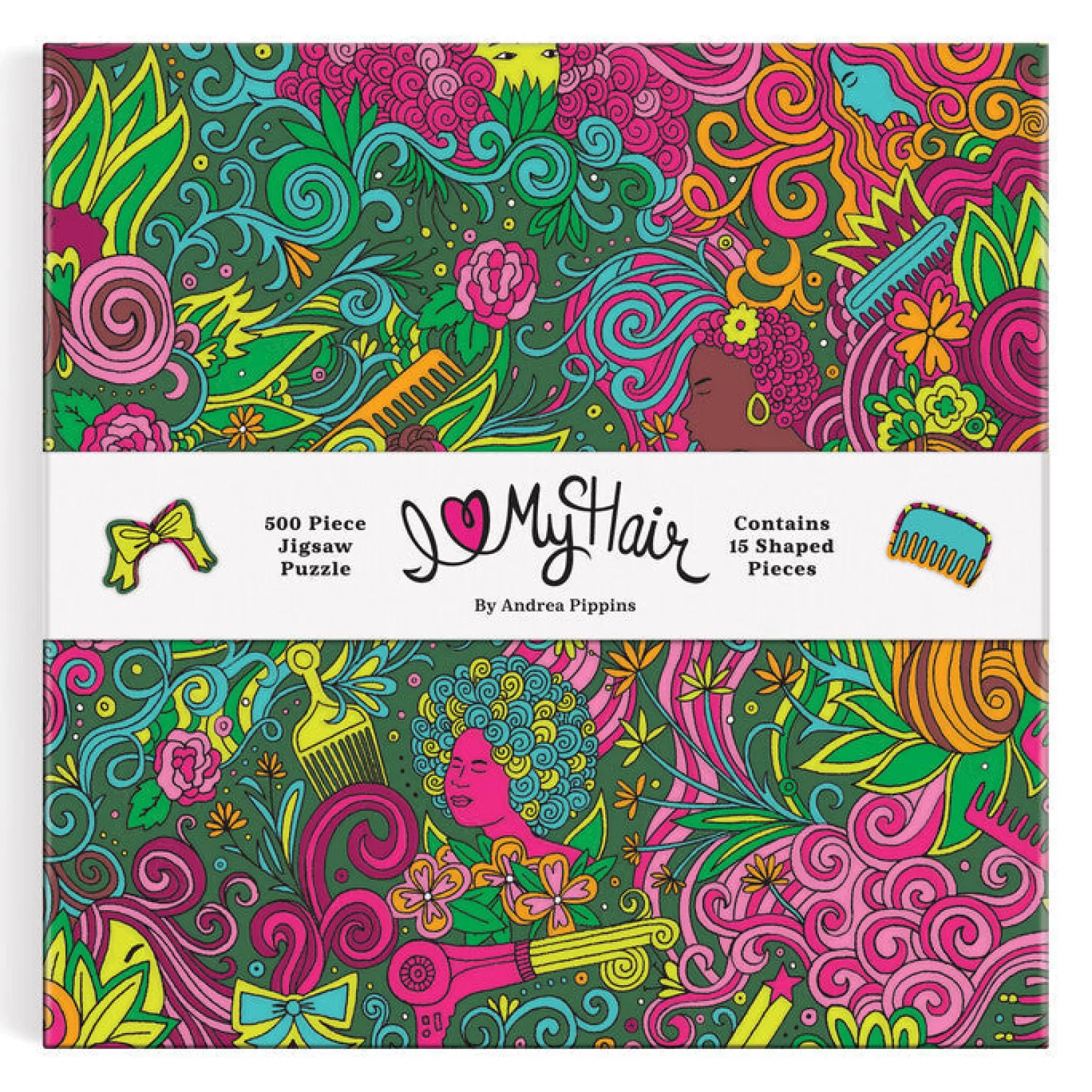 500 Piece Puzzles*Galison Andrea Pippins I Love My Hair 500 Piece Puzzle With Shaped Pieces