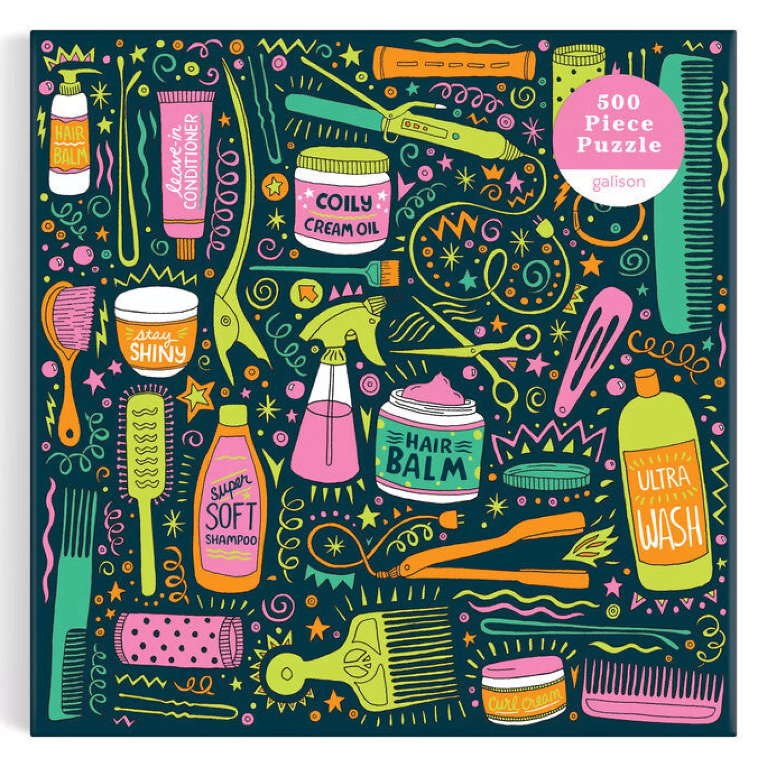 500 Piece Puzzles*Galison Andrea Pippins I Love My Hair Tools 500 Piece Puzzle