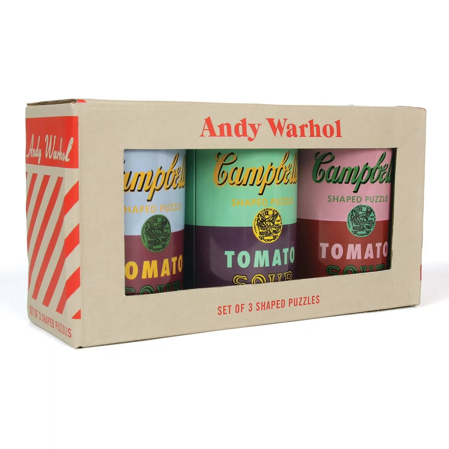 100 Piece Puzzles*Galison Andy Warhol Soup Cans Set Of 3 Shaped Puzzles In Tins