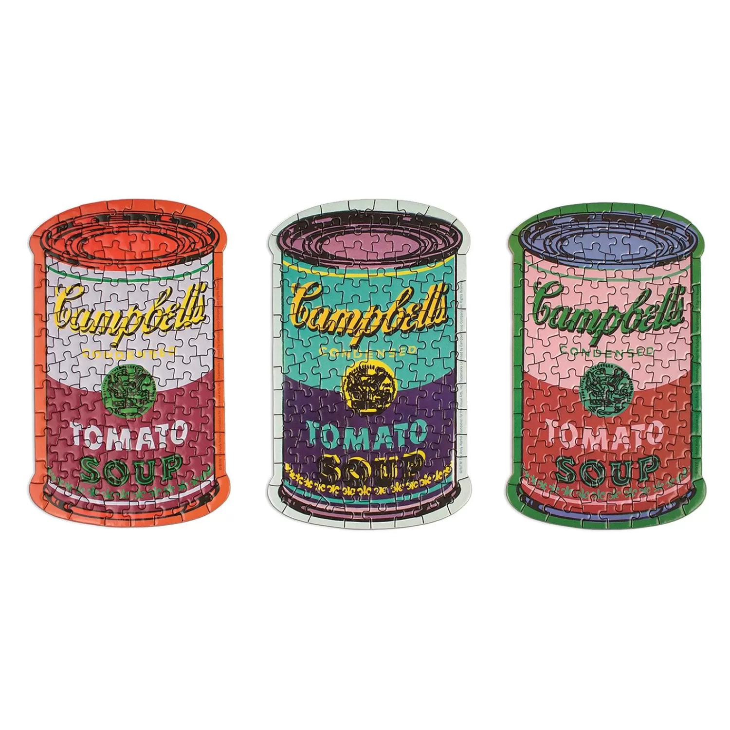 100 Piece Puzzles*Galison Andy Warhol Soup Cans Set Of 3 Shaped Puzzles In Tins
