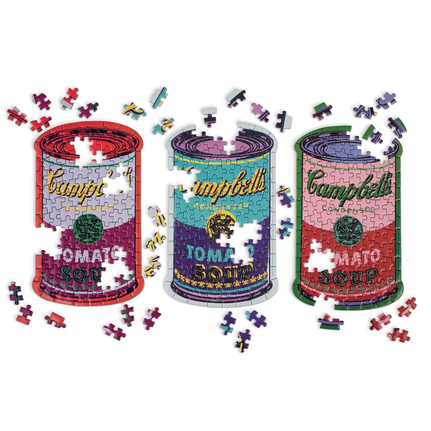 100 Piece Puzzles*Galison Andy Warhol Soup Cans Set Of 3 Shaped Puzzles In Tins