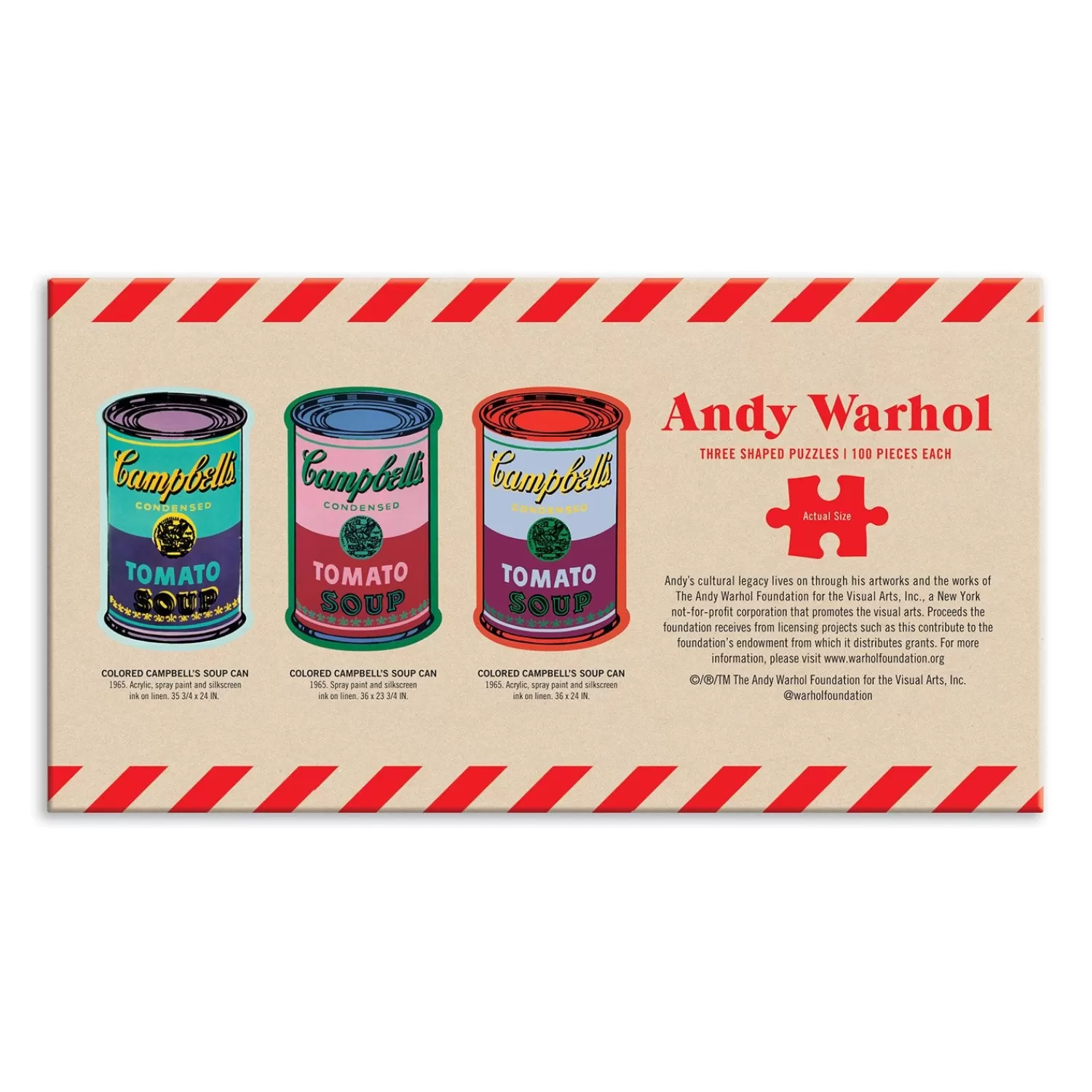 100 Piece Puzzles*Galison Andy Warhol Soup Cans Set Of 3 Shaped Puzzles In Tins