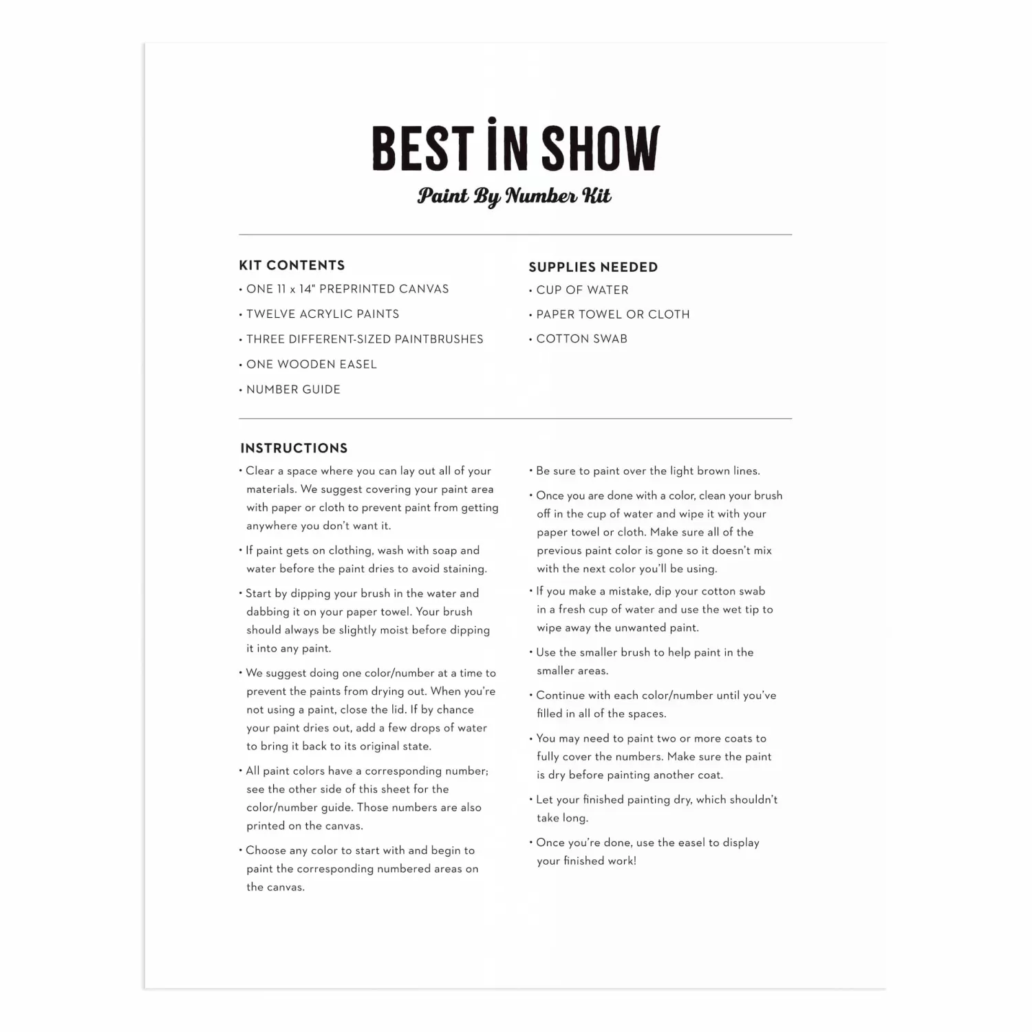 Paint By Number Kits*Galison Best In Show 11 X 14 Paint By Number Kit