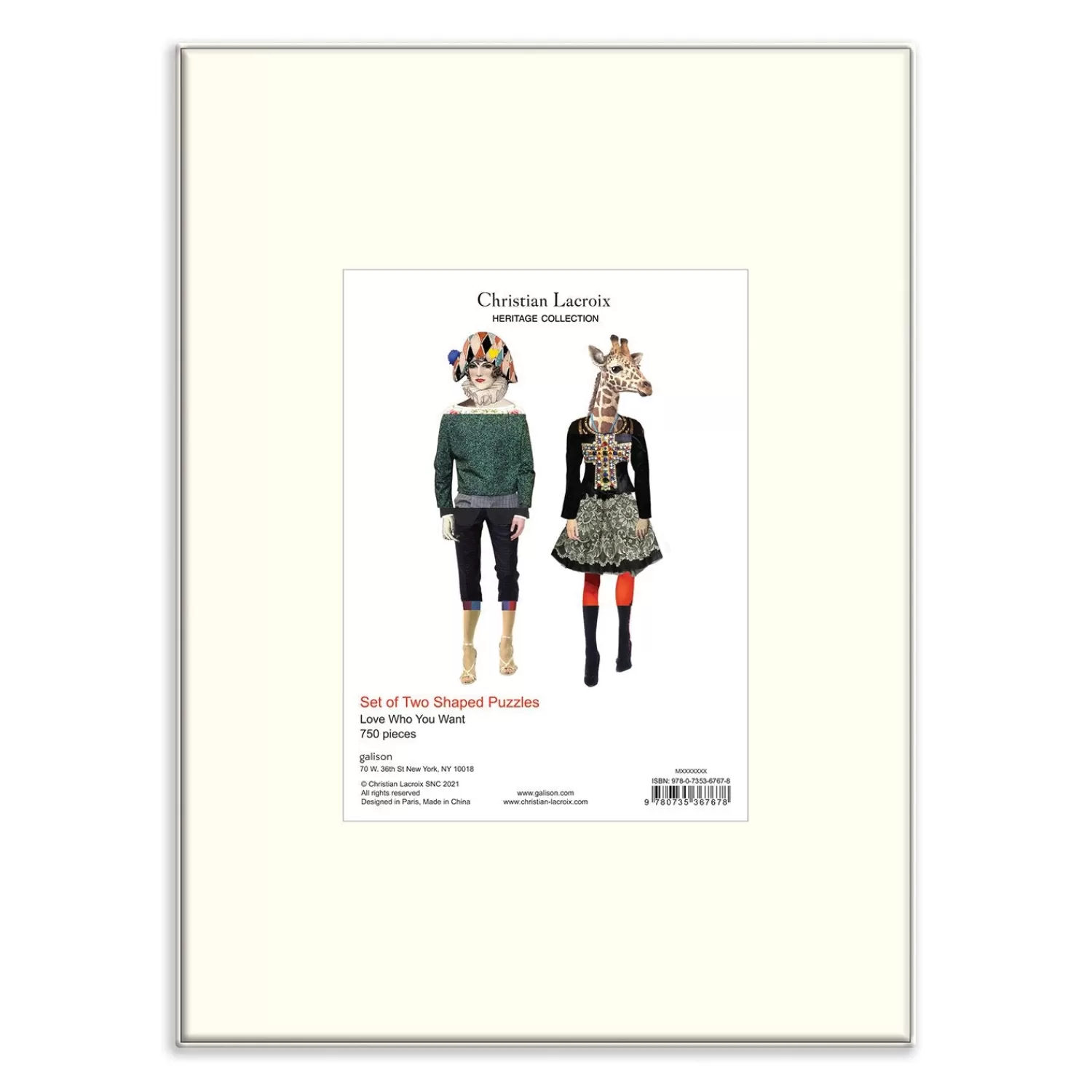 750 Piece Puzzles*Galison Christian Lacroix Heritage Collection Love Who You Want Set Of Two Shaped Jigsaw Puzzles