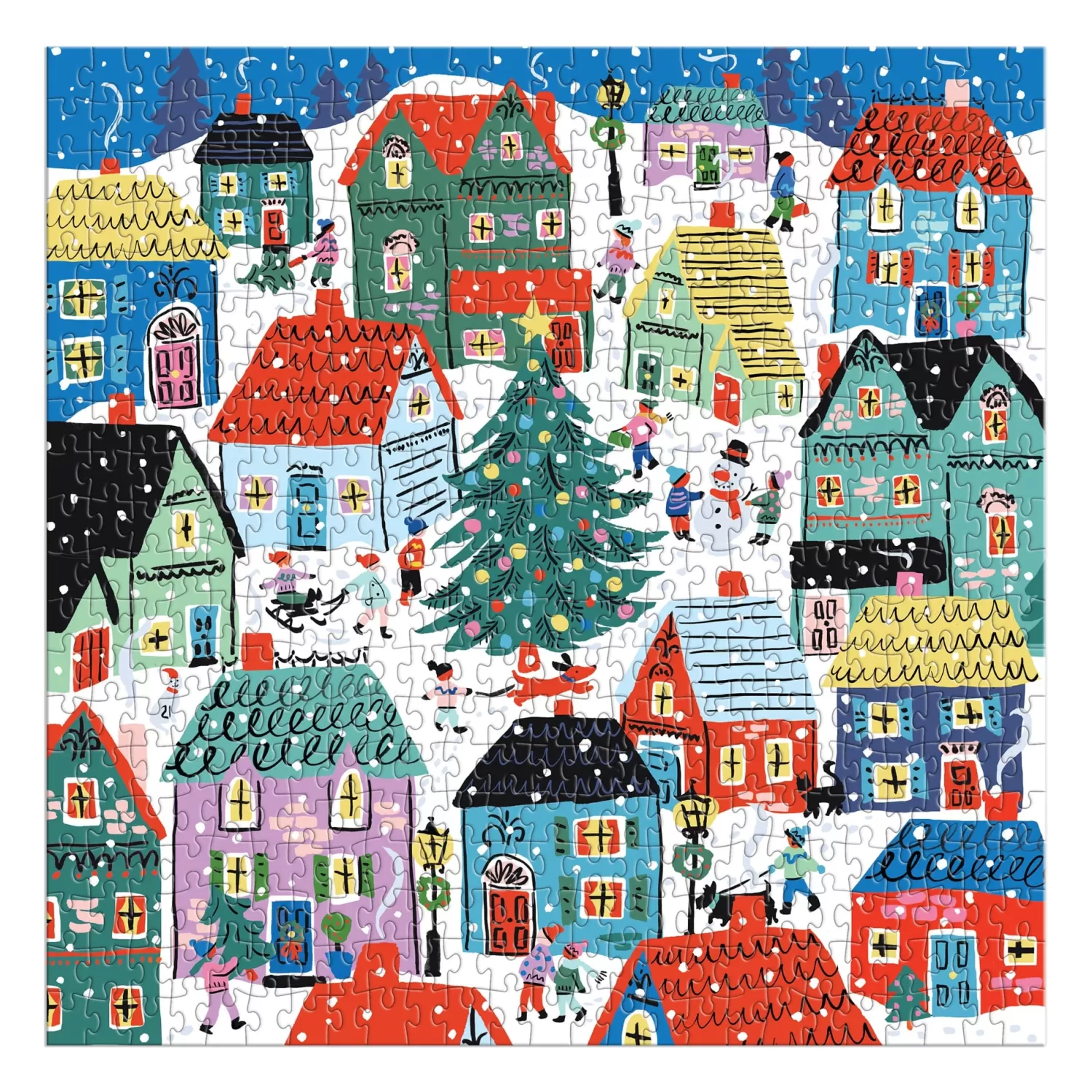 500 Piece Puzzles*Galison Christmas In The Village 500 Piece House Puzzle