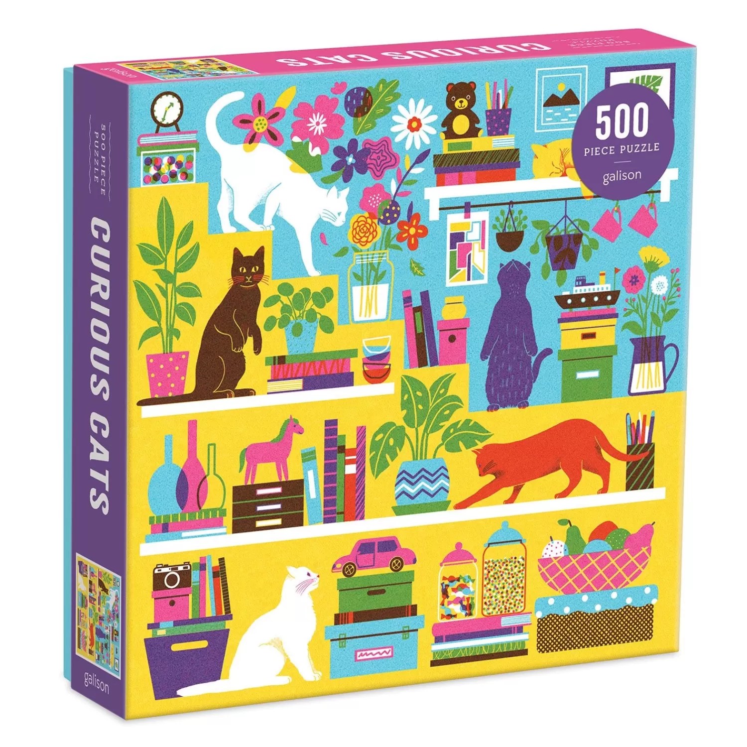 500 Piece Puzzles*Galison Curious Cats 500 Piece Jigsaw Puzzle