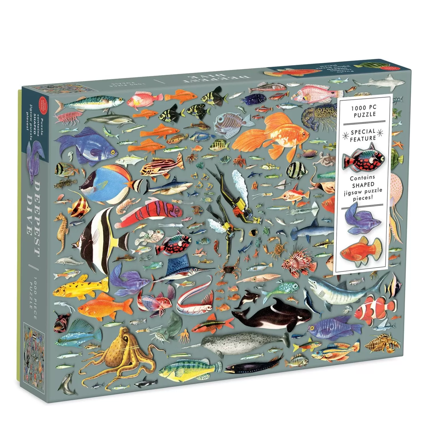 1000 Piece Puzzles*Galison Deepest Dive 1000 Piece Jigsaw Puzzle With Shaped Pieces