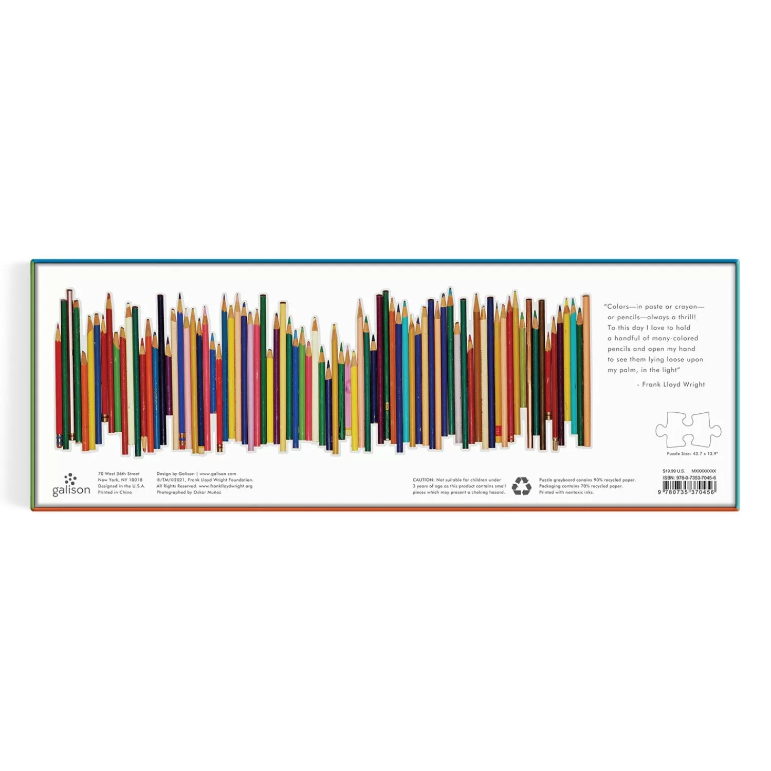 Pens & Pencils*Galison Frank Lloyd Wright Colored Pencils Shaped 1000 Piece Panoramic Jigsaw Puzzle