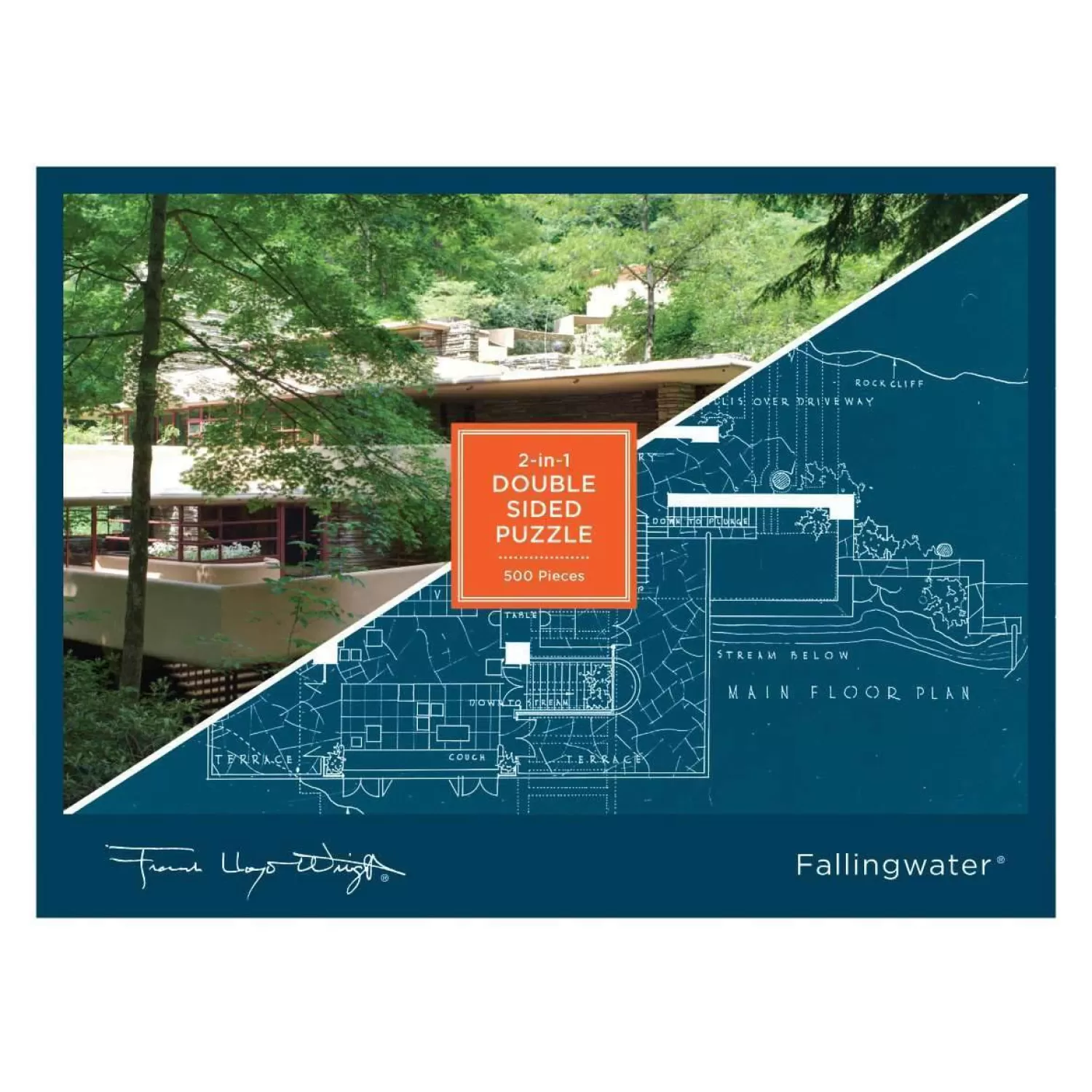 500 Piece Puzzles*Galison Frank Lloyd Wright Fallingwater Double-Sided 500 Piece Jigsaw Puzzle