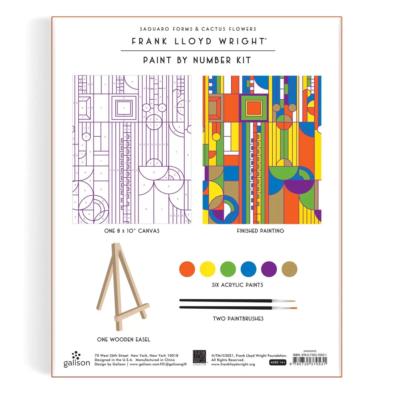 Paint By Number Kits*Galison Frank Lloyd Wright Saguaro Cactus And Forms Paint By Number Kit