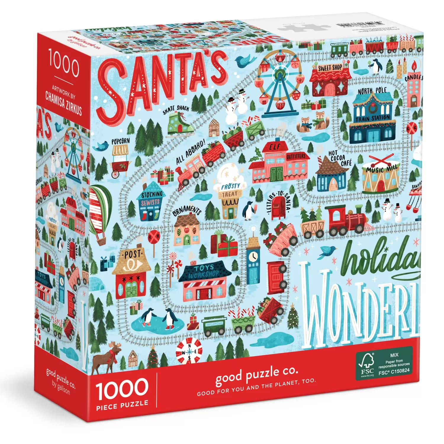 1000 Piece Puzzles*Galison Good Puzzle Co. Santa's Wonderland 1000Pc Puzzle