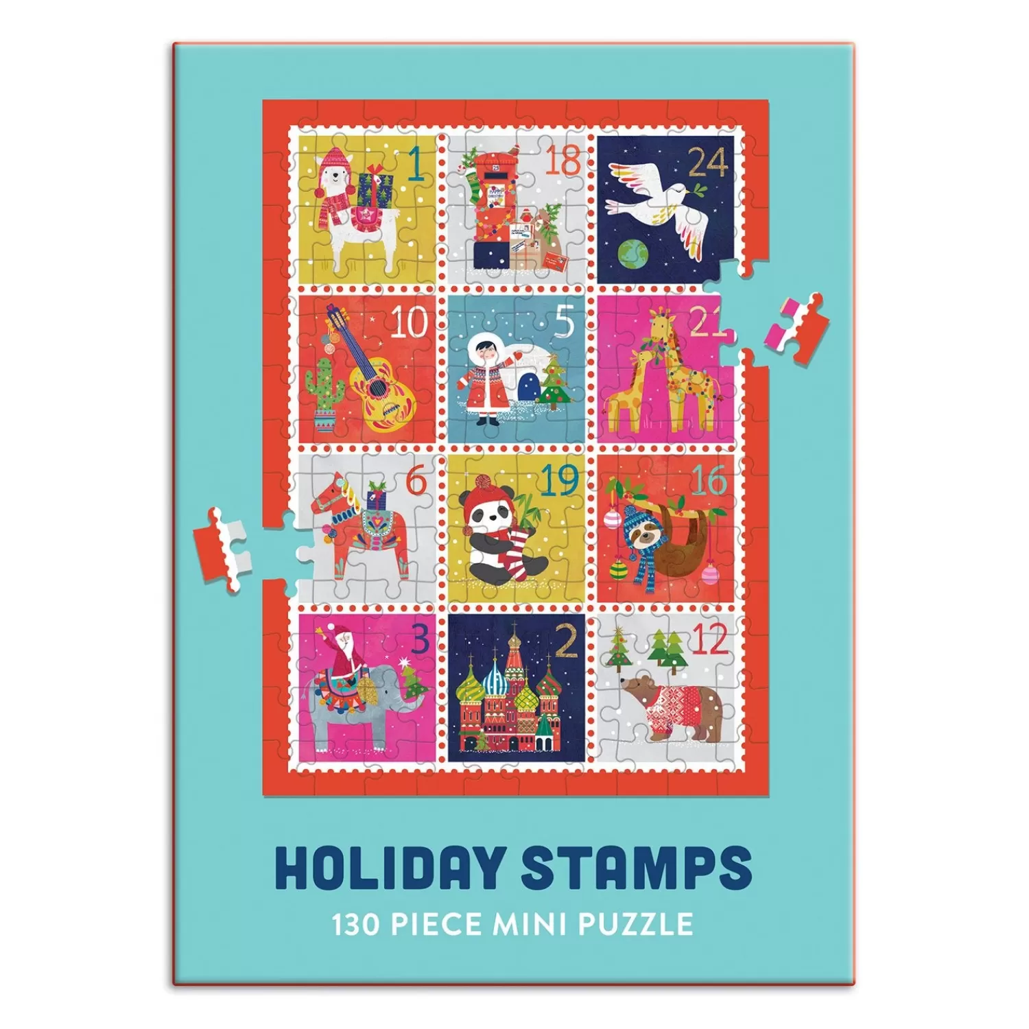 100 Piece Puzzles*Galison Holiday Stamps 100 Piece Mini Jigsaw Puzzle