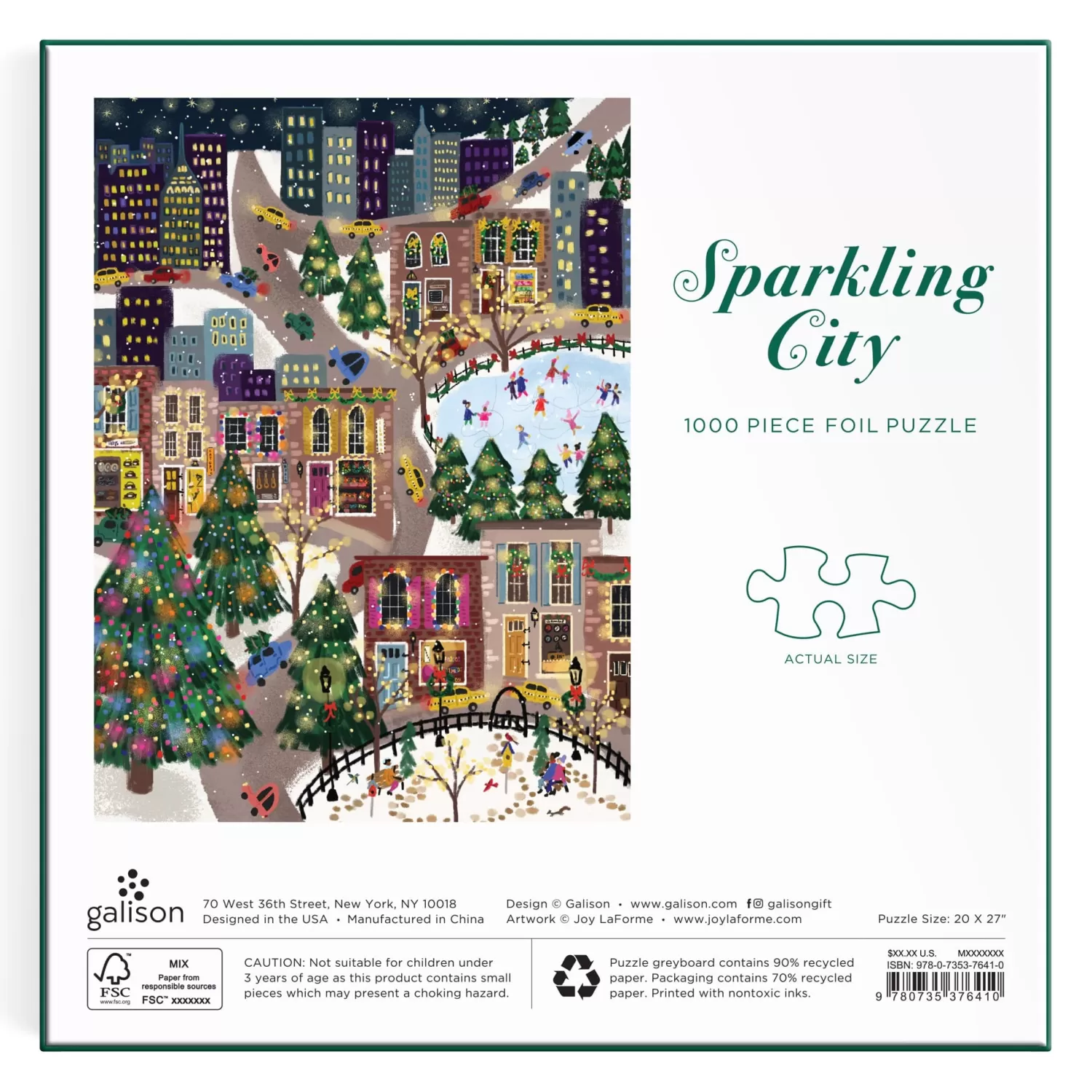 1000 Piece Puzzles*Galison Joy Laforme Sparkling City 1000 Piece Foil Puzzle In A Square Box
