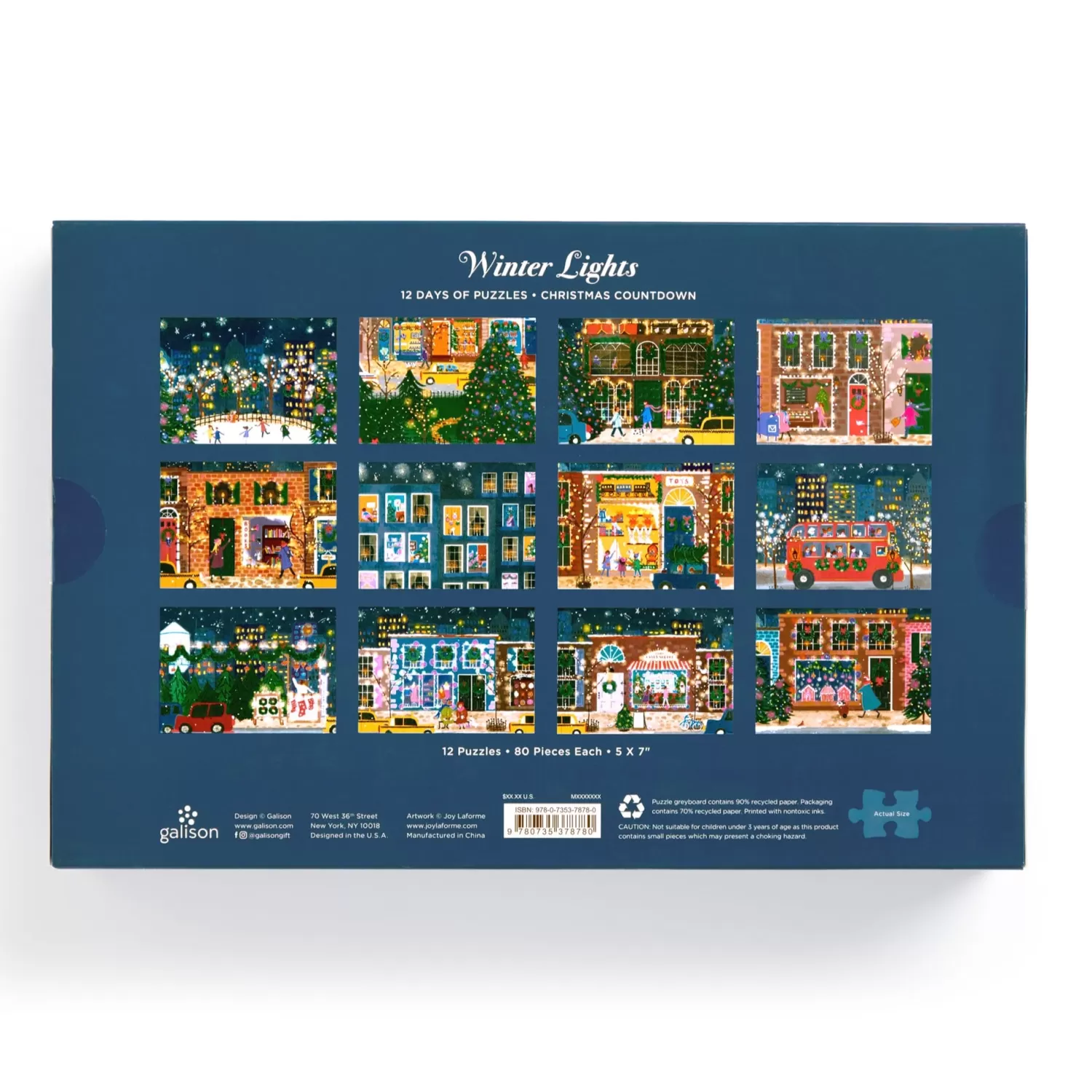 1000 Piece Puzzles*Galison Joy Laforme Winter Lights 12 Days Of Puzzles Holiday Countdown