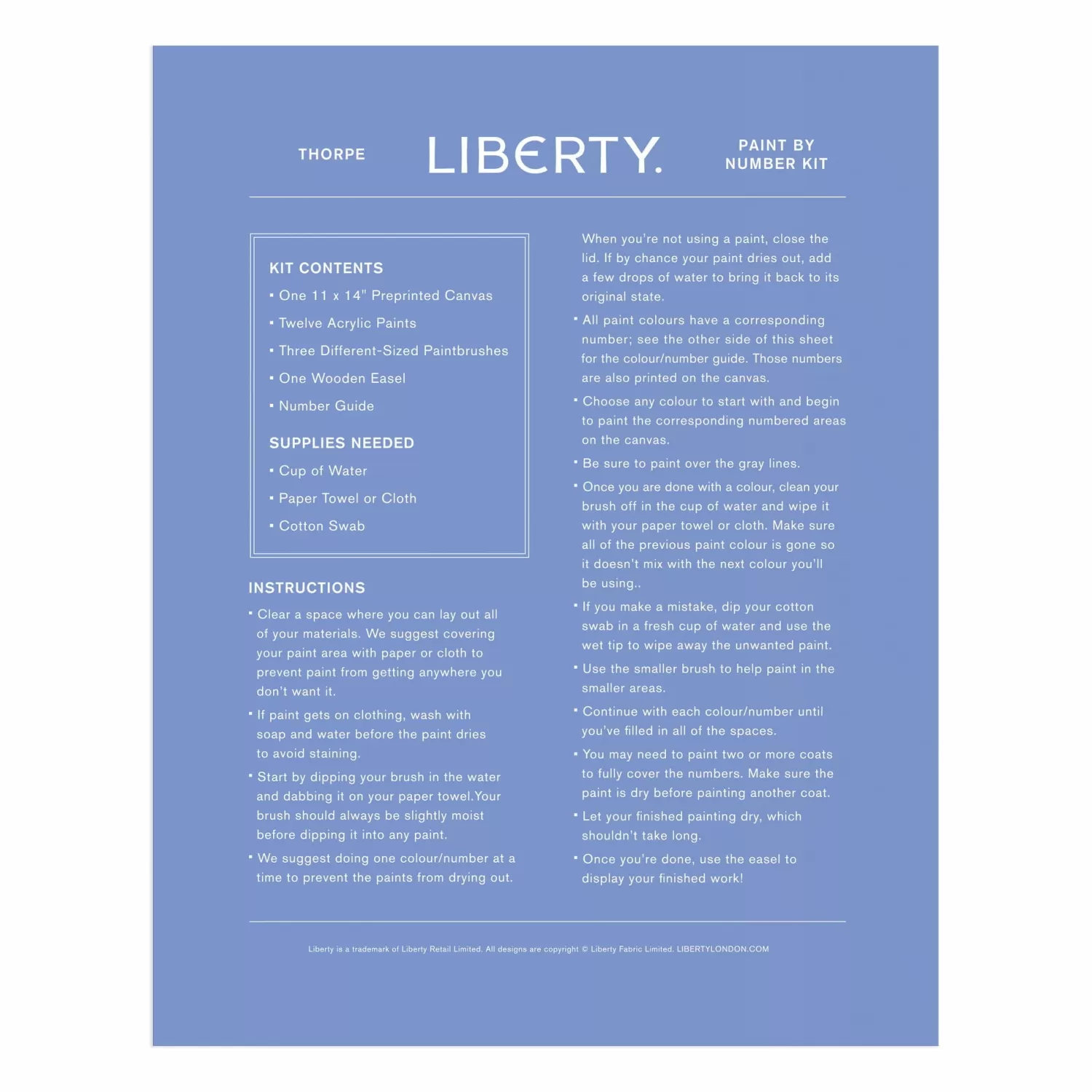Paint By Number Kits*Galison Liberty Thorpe 11 X 14 Paint By Number Kit