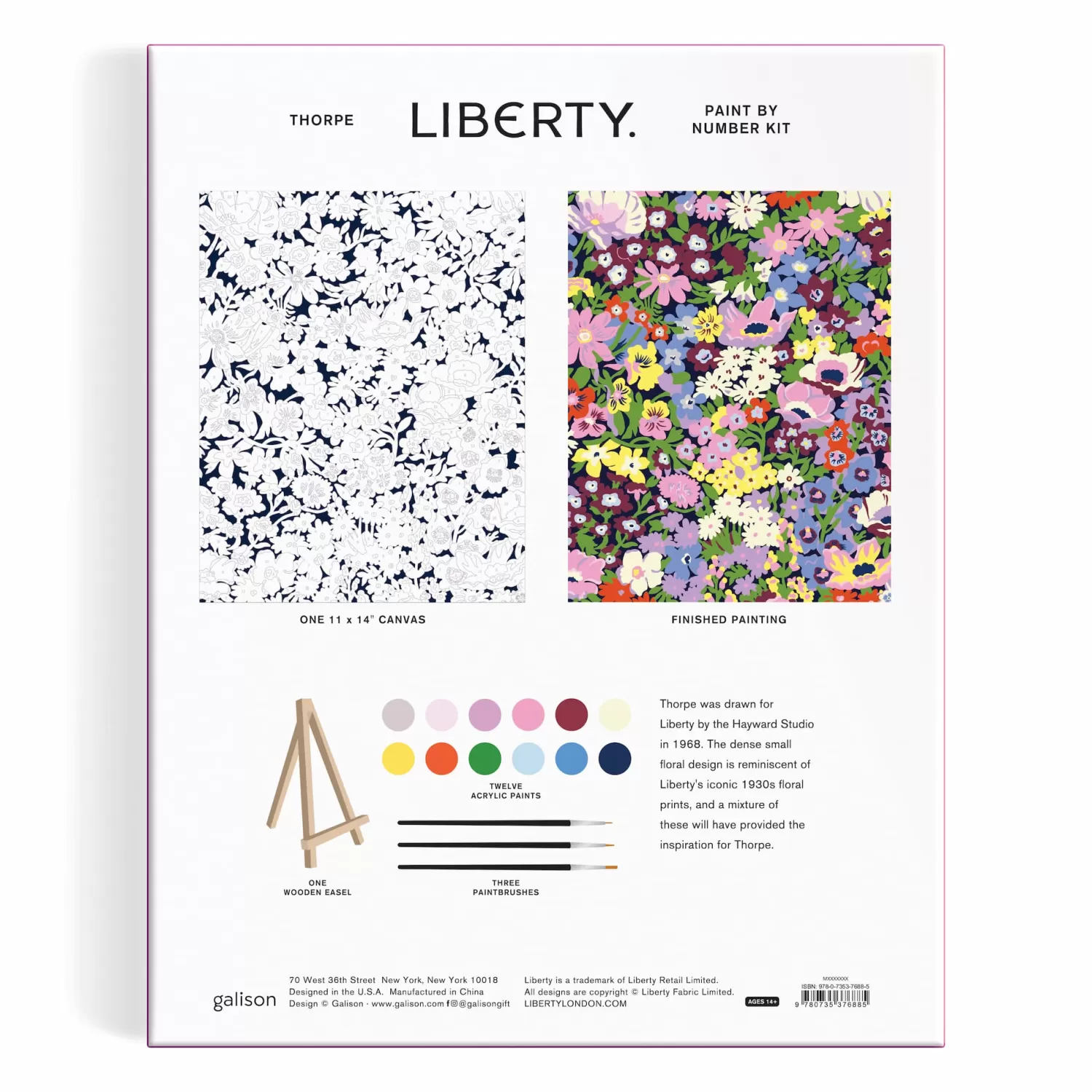 Paint By Number Kits*Galison Liberty Thorpe 11 X 14 Paint By Number Kit