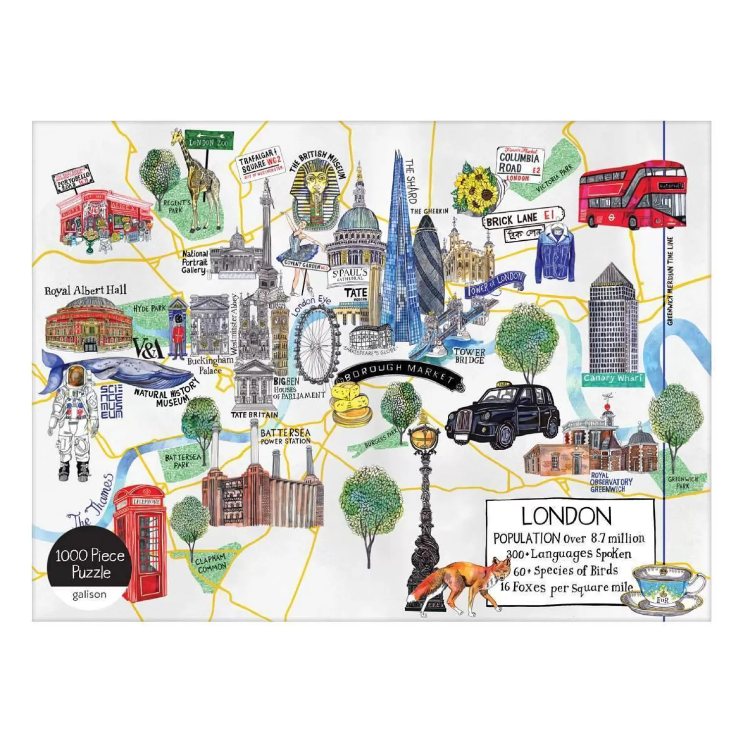 1000 Piece Puzzles*Galison London Map 1000 Piece Jigsaw Puzzle