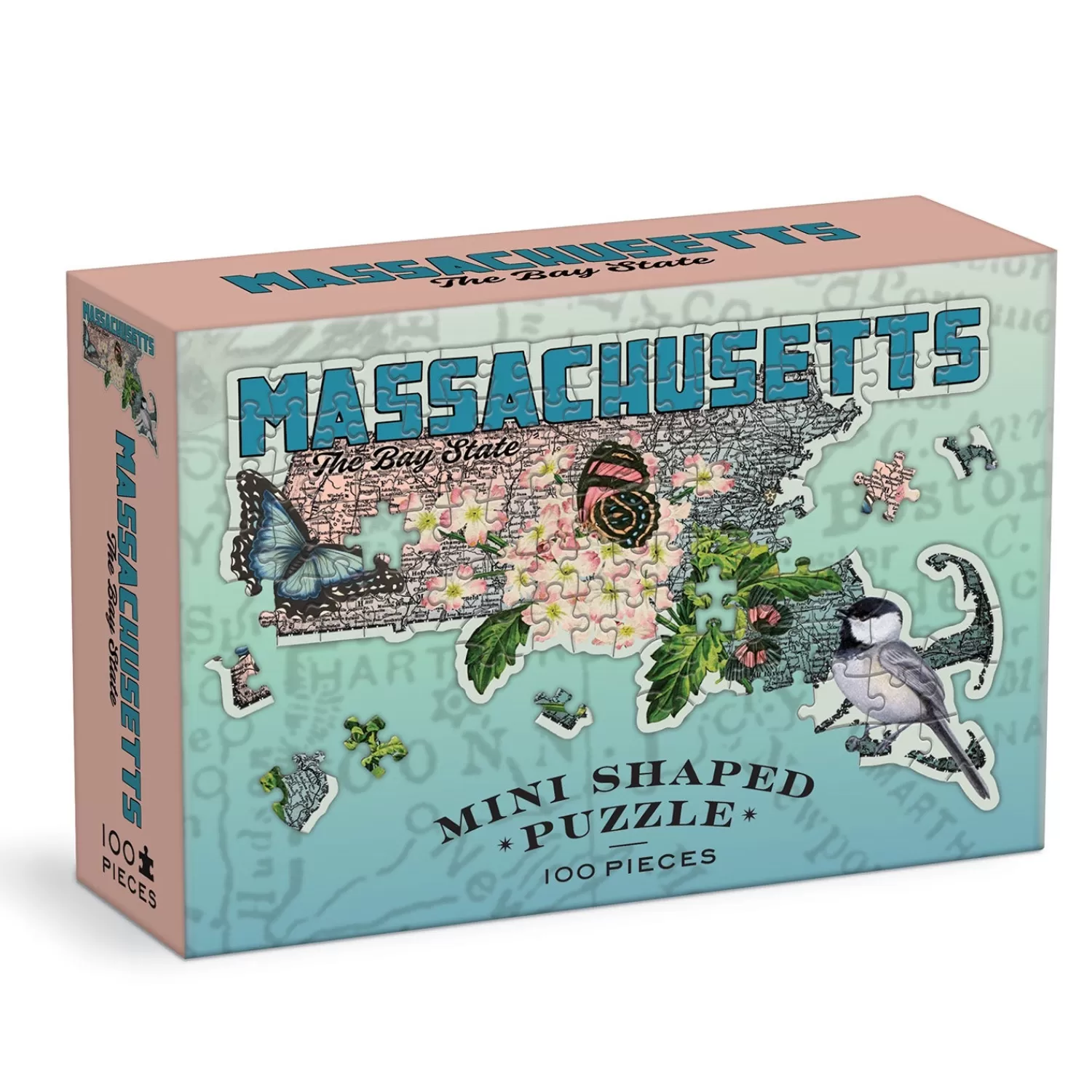 100 Piece Puzzles*Galison Massachusetts Mini Shaped Puzzle