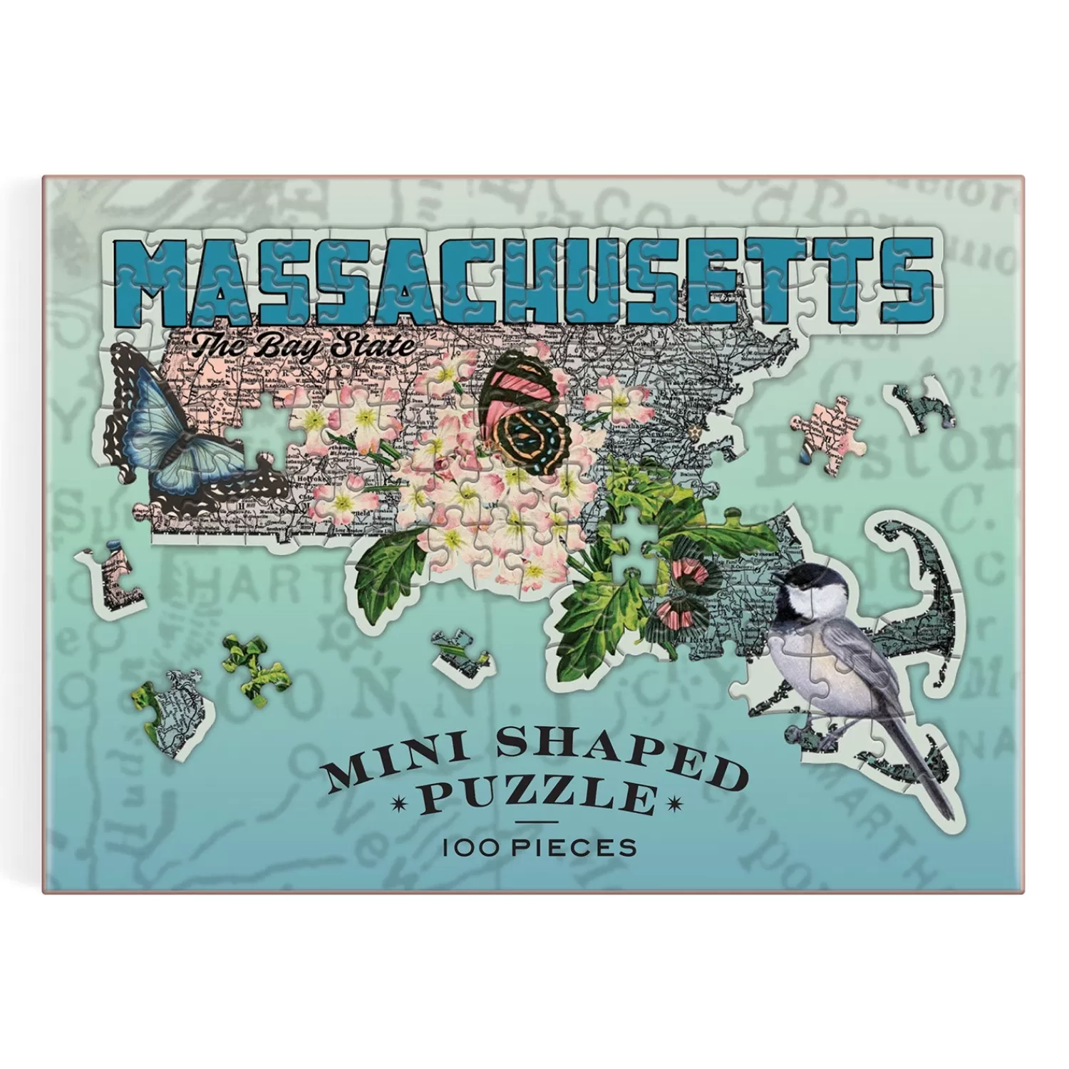 100 Piece Puzzles*Galison Massachusetts Mini Shaped Puzzle