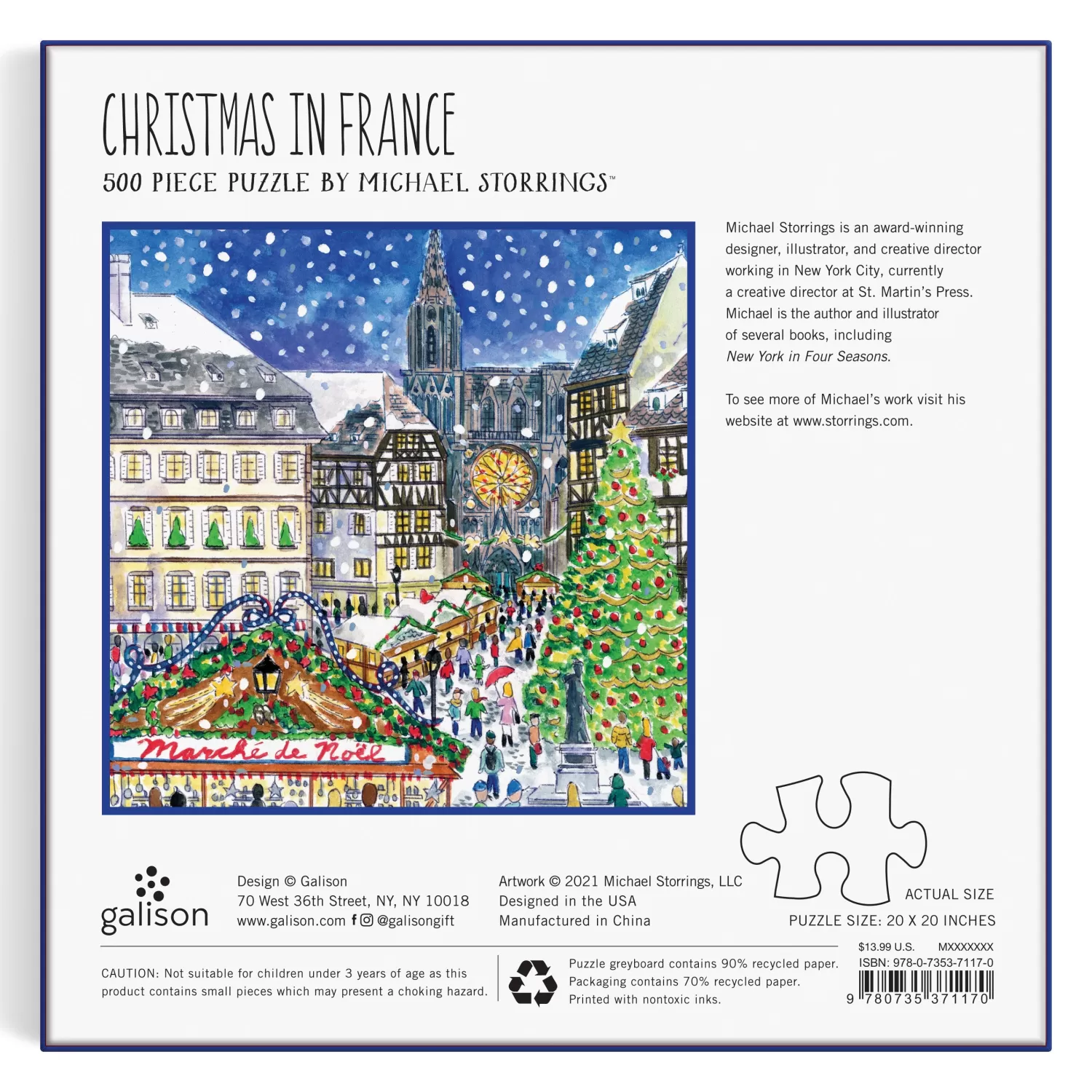 500 Piece Puzzles*Galison Michael Storrings Christmas In France 500 Piece Puzzle