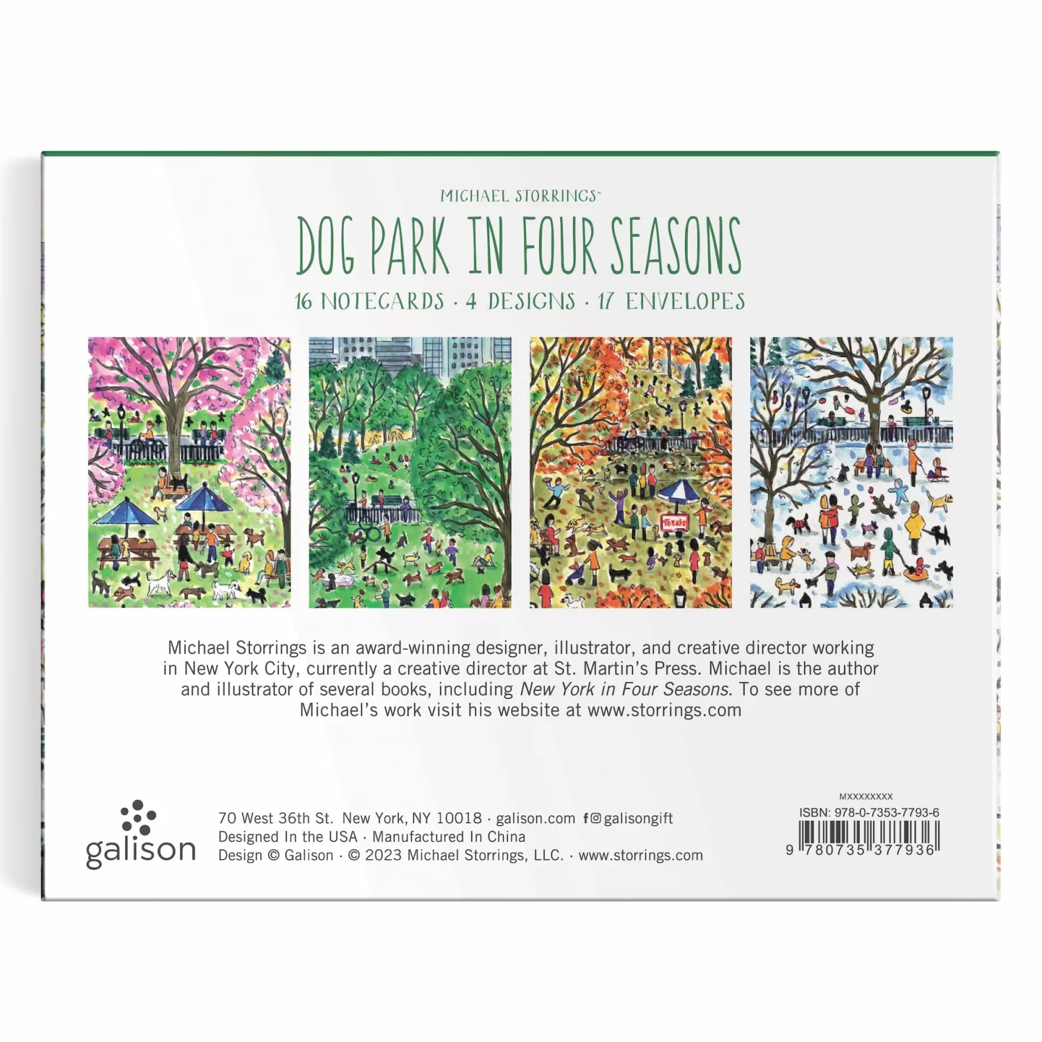 Greeting & Note Cards*Galison Michael Storrings Dog Park In Four Seasons Greeting Card Assortment