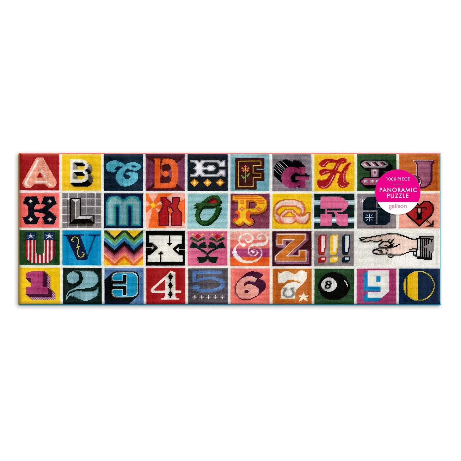 1000 Piece Puzzles*Galison Needlepoint A To Z 1000 Piece Panoramic Jigsaw Puzzle