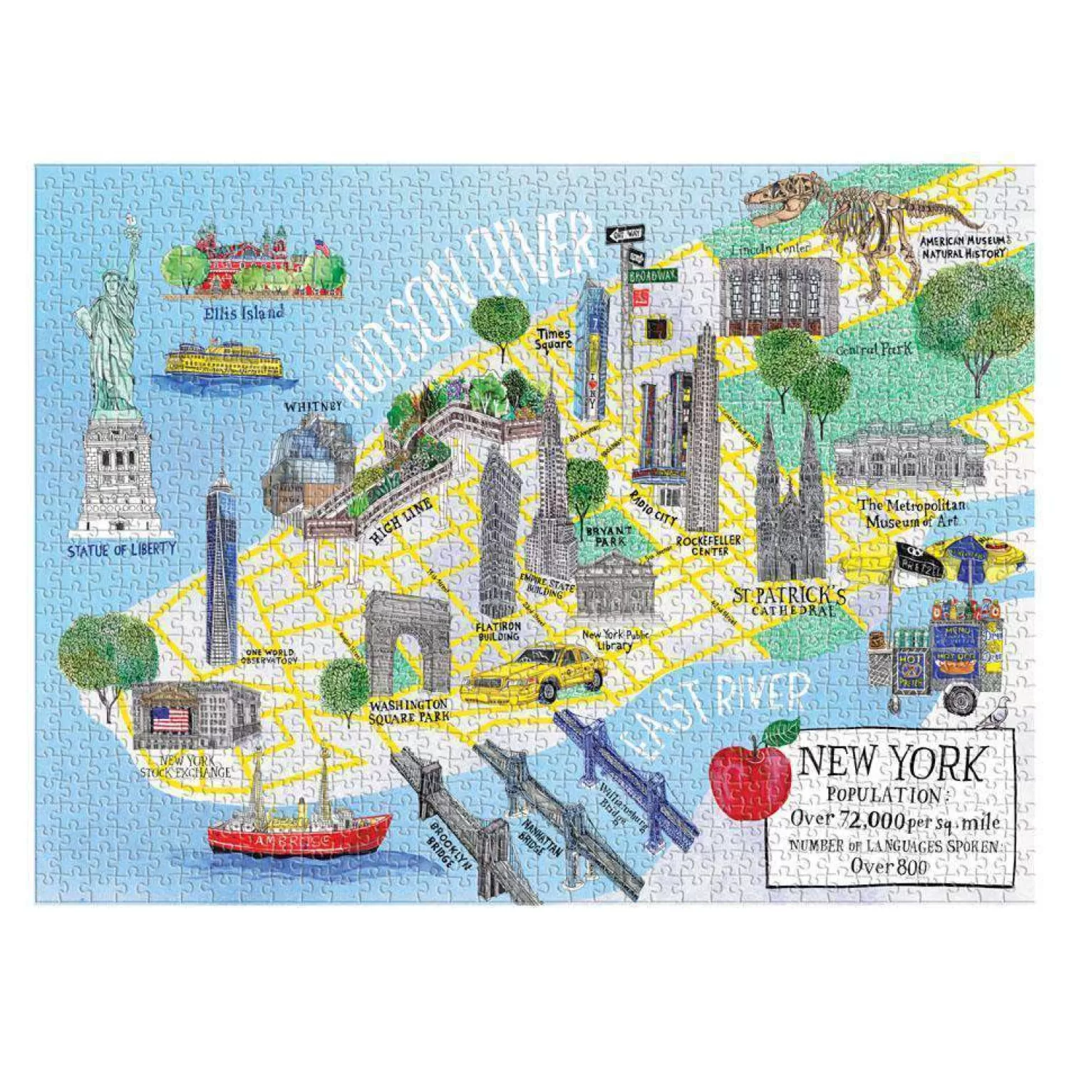 1000 Piece Puzzles*Galison New York City Map 1000 Piece Jigsaw Puzzle