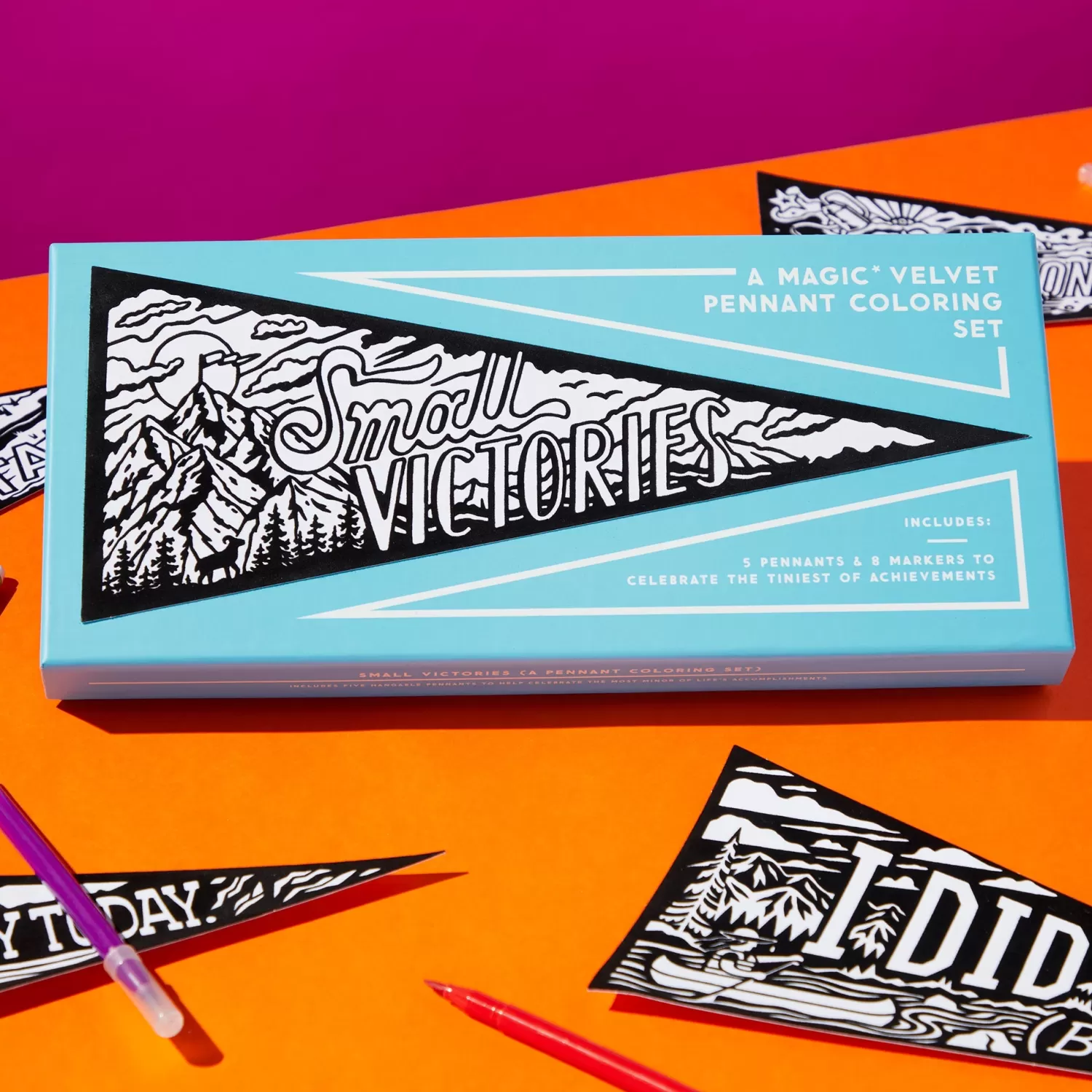 Pens & Pencils*Galison Small Victories Magic Velvet Pennant Coloring Set