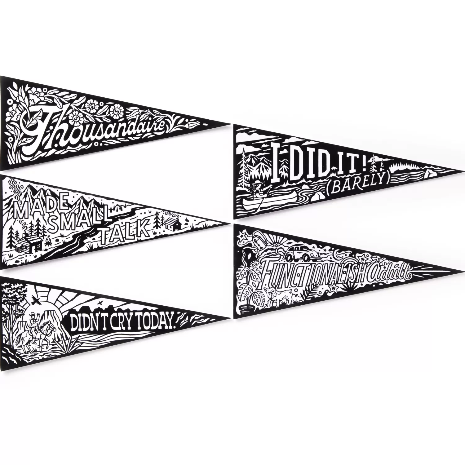 Pens & Pencils*Galison Small Victories Magic Velvet Pennant Coloring Set