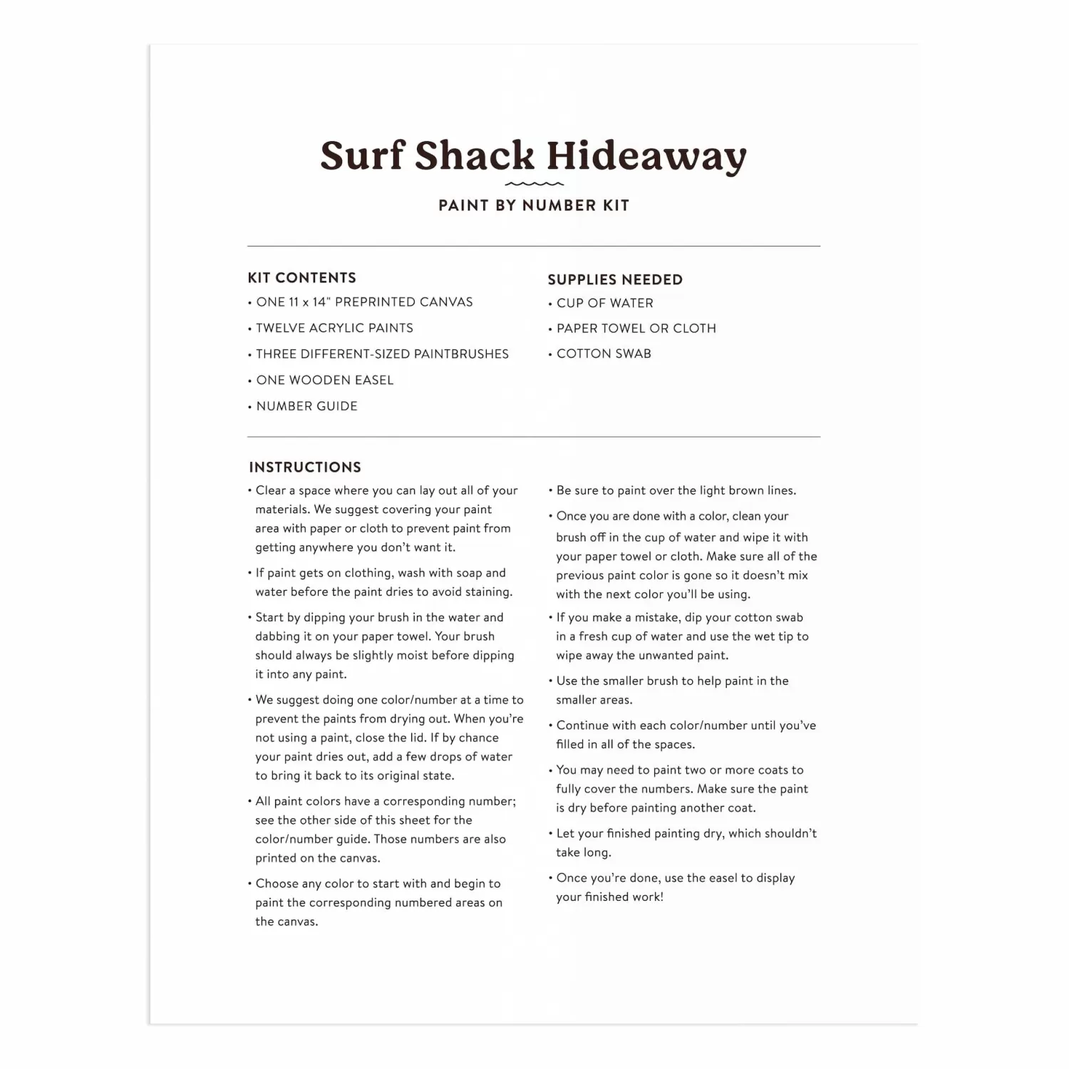 Paint By Number Kits*Galison Surf Shack Hideaway 11 X 14 Paint By Number Kit