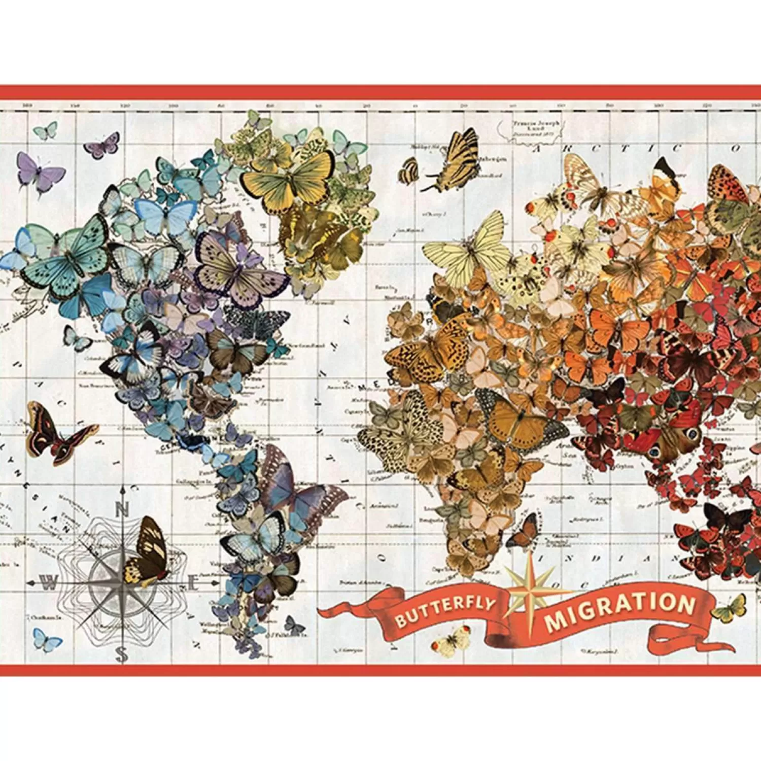 1000 Piece Puzzles*Galison Wendy Gold Butterfly Migration 1000 Piece Jigsaw Puzzle