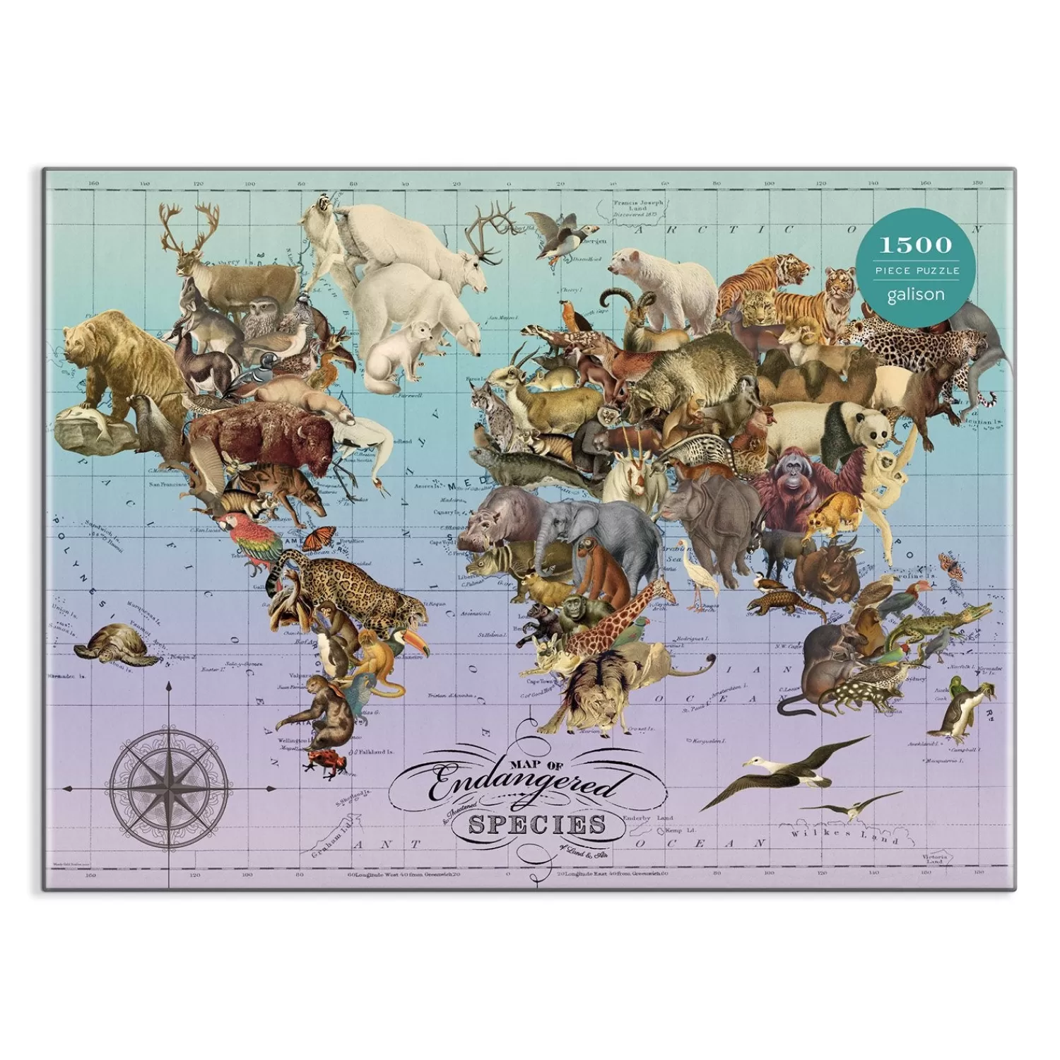 1500 Piece Puzzles*Galison Wendy Gold Endangered Species 1500 Piece Jigsaw Puzzle