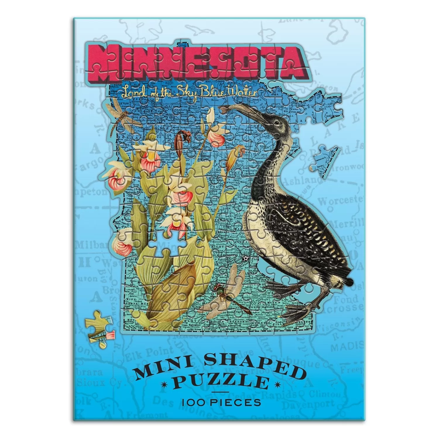 100 Piece Puzzles*Galison Wendy Gold Minnesota 100 Piece Mini Shaped Jigsaw Puzzle