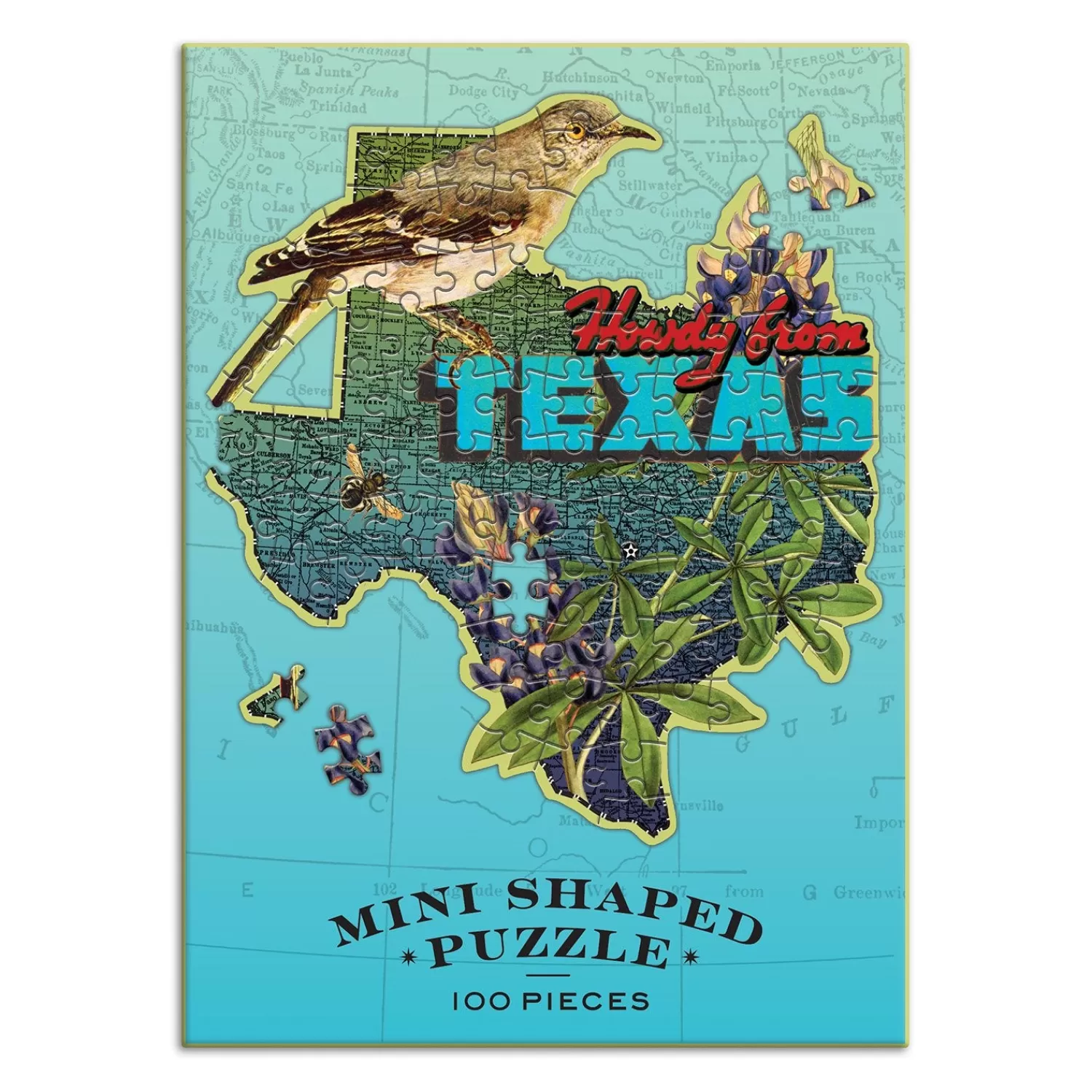 100 Piece Puzzles*Galison Wendy Gold Texas 100 Piece Mini Shaped Jigsaw Puzzle