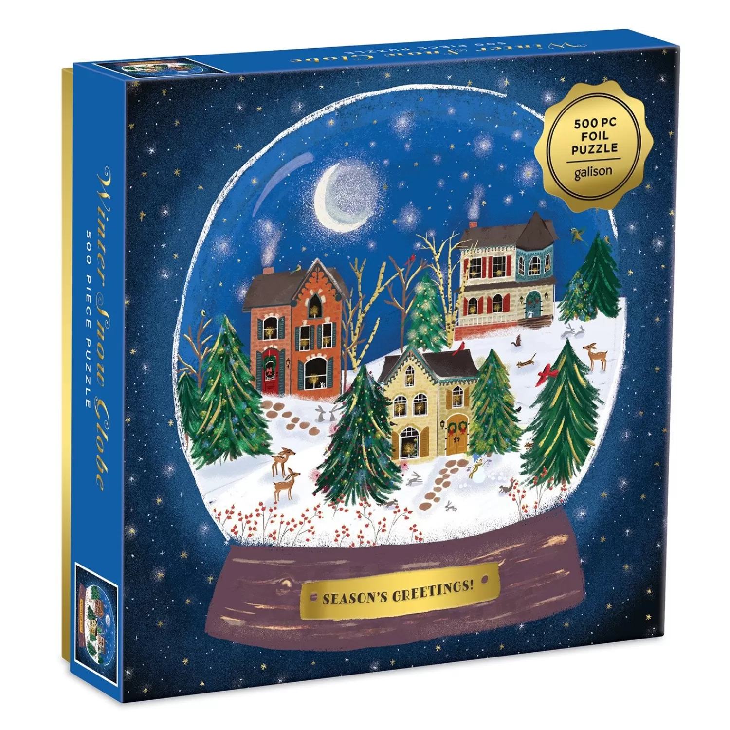 500 Piece Puzzles*Galison Winter Snow Globe 500 Piece Foil Jigsaw Puzzle